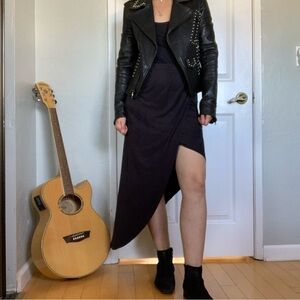 3/$20 Asymmetrical black maxi skirt, size small